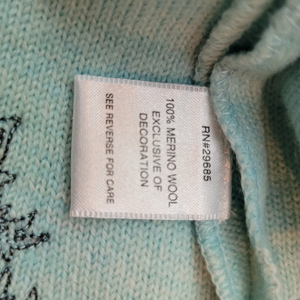 Pendleton 100% wool pale aqua zipper cardigan collar gray embroidery grandma XS - Picture 9 of 11